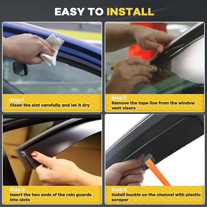 4pcs in Channel Window Visor Fit