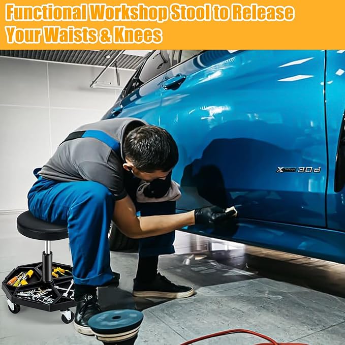 Adjustable Mechanic Rolling Stool, Pneumatic Rolling Stool
