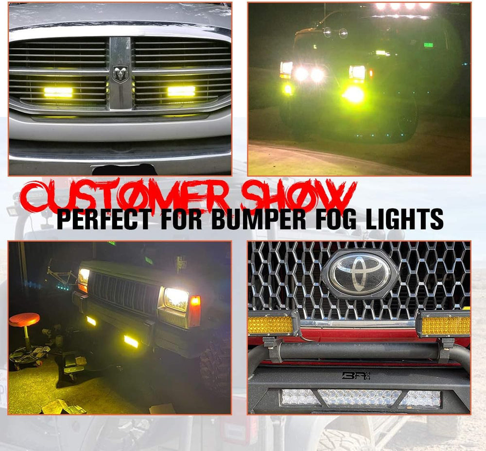 Chelhead 7 Inch Yellow LED Light Bars 96 PCS 13824LM Quad Row Waterproof Spot...