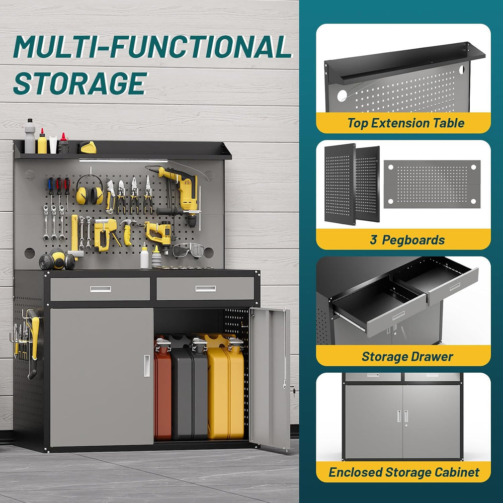 48" Heavy Duty Workbench with Drawers and Lockable Storage Cabinet- 2500...