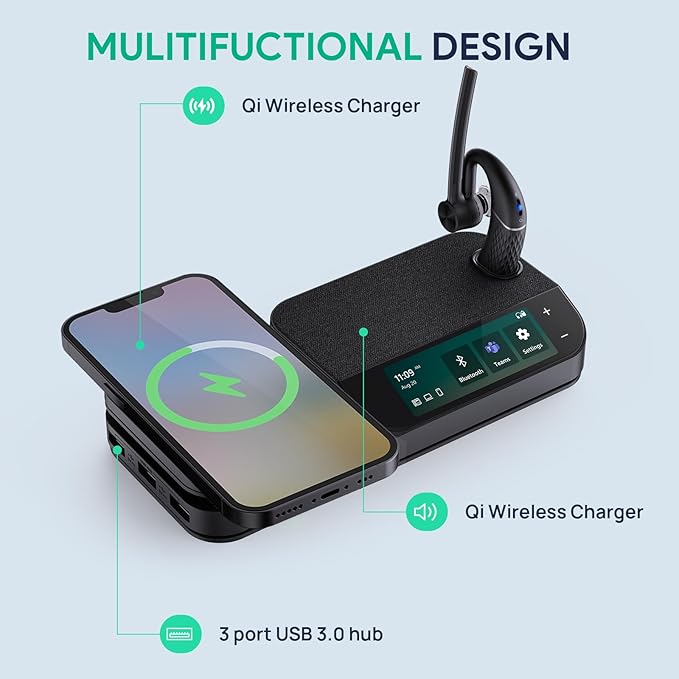 Yealink Bluetooth Headset Workstation, Office Wireless Headset