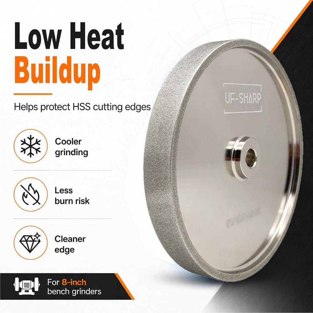 CBN Grinding Wheel 8 inch 180 Grit, 1" Wide, 5/8" Arbor