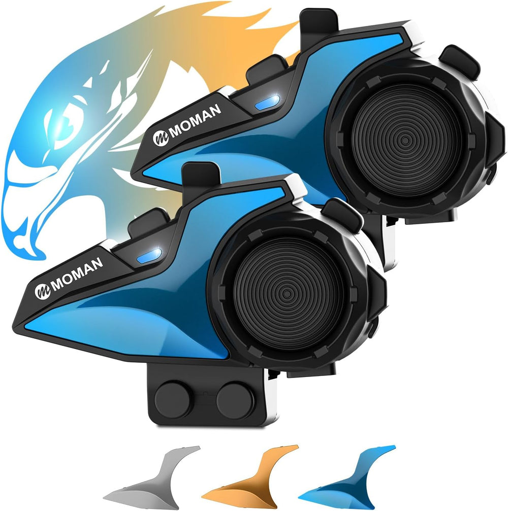 Motorcycle Intercom Headset, Moman H2E Eagle-Like Communication System (2 Pack)