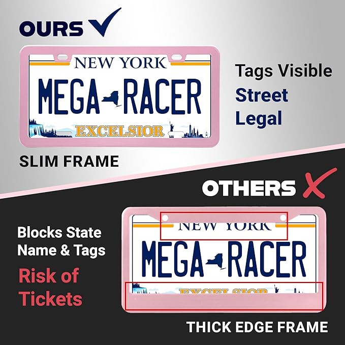 Premium Princess Pink License Plate Frames – 2 Pack, Rust-Free Stainless Steel