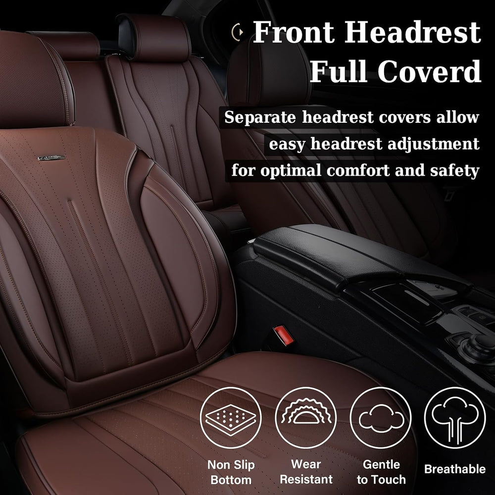 Coverado Front and Back Car Seat Covers, Leather Seat Cover for Cars, Automot...