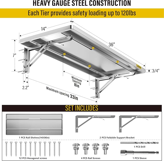 1.2x3ft Adjustable Rail Type Folding Storage Rack Shelf, Suitable