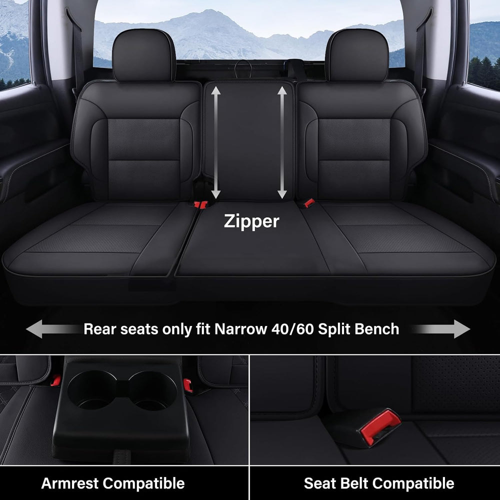Coverado Silverado Rear Seat Covers, Faux Leather Car Seat Covers Fit for Che...