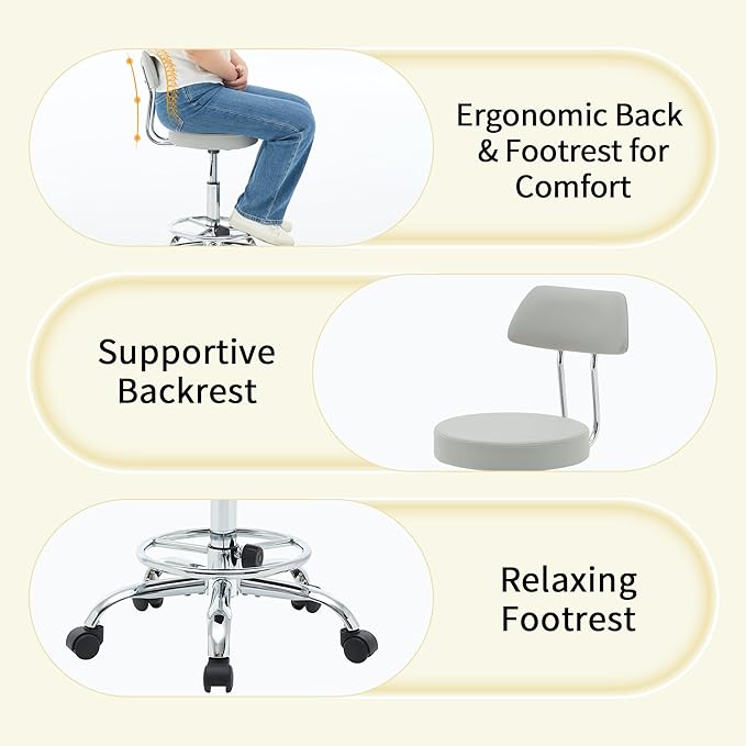 Rolling Massage Chair, Height Adjustable Salon Stool