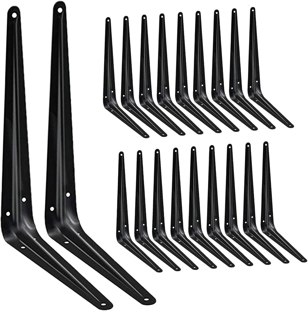 20 Pack Shelf Brackets 12 inches, Heavy Duty Black Iron Metal Floating Shelf ...