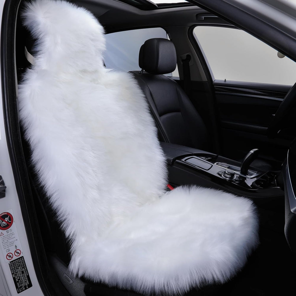 FAUX Sheepskin Car Seat Cover, Fluffy Fuzzy Premium Comfortable Soft Auto Sea...