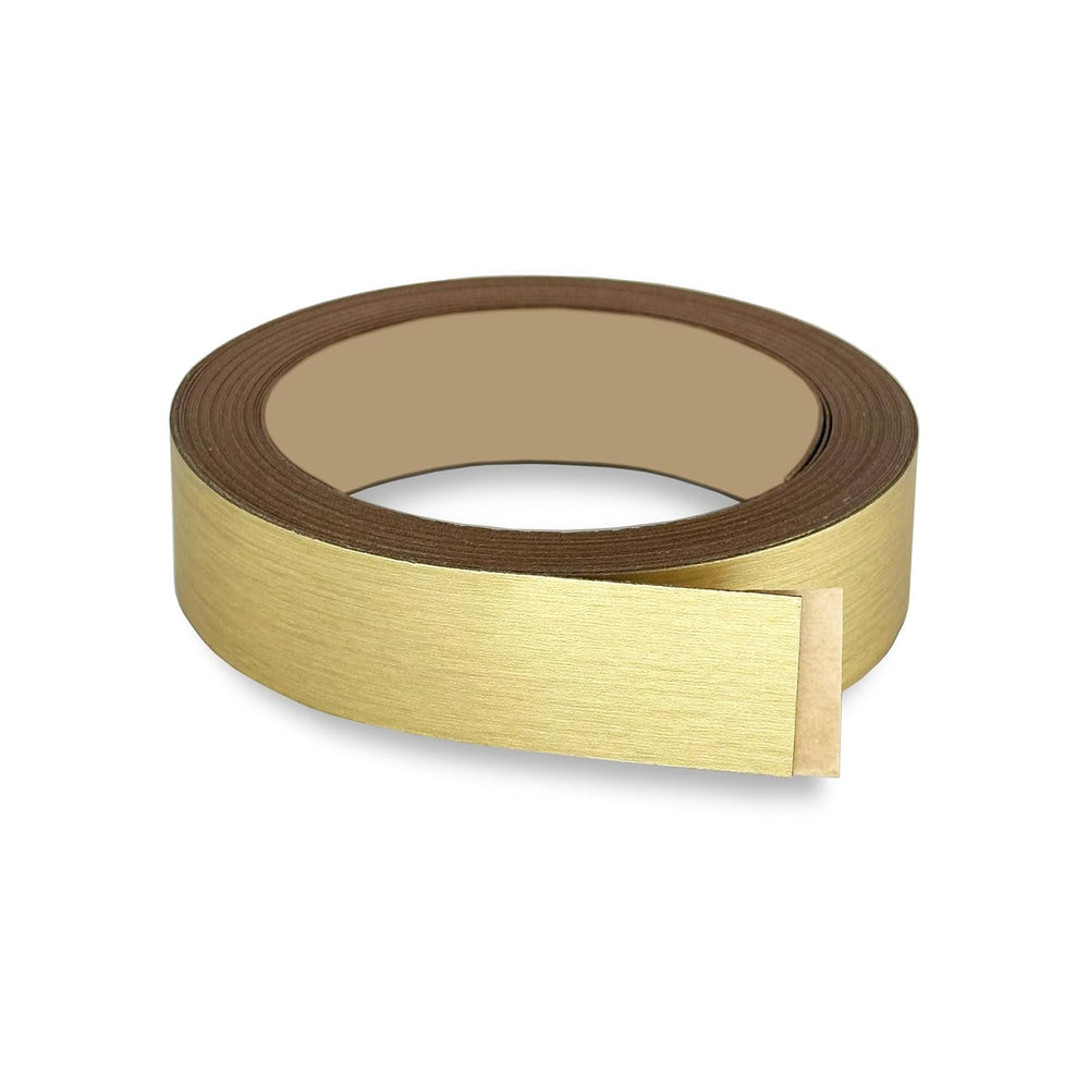 Brushed Gold PVC 1 1/2 inch x 25 ft Edge Banding Peel Stick Tape Adhesive Met...