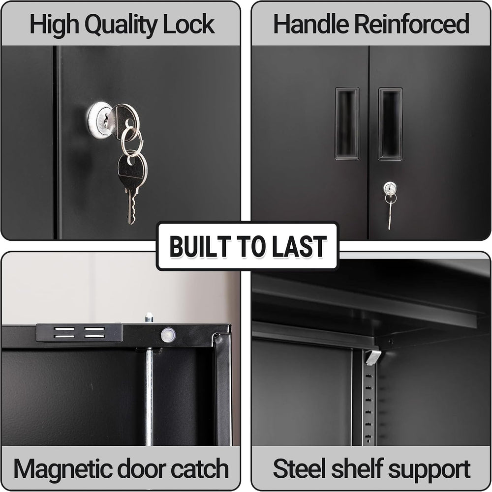 CJF Metal Storage Cabinet, Locking Cabinet with Adjustable Shelf and 2 Drawer...