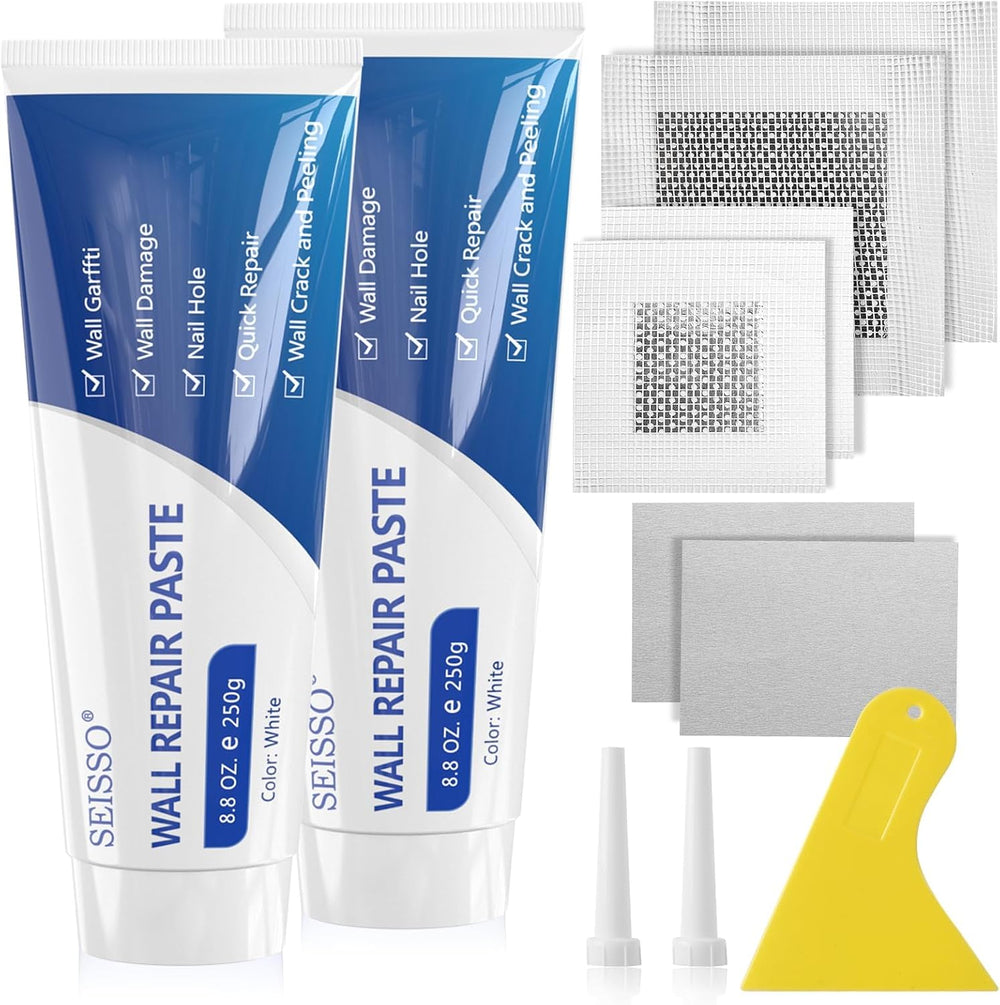 Wall Repair Paste Kit, 2x250g Wall Mending Agent with Wall Repair Patch*4 and...
