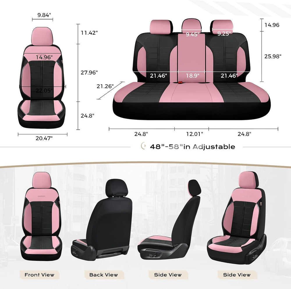 Coverado Car Seat Covers Front Seats Luxury Faux Leather Waterproof Seat Cove...