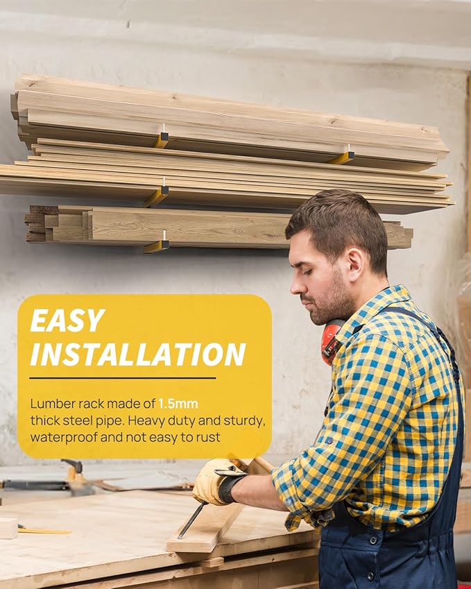 Lumber Rack Wall Mount Storage Racks Folding Wood Organizer Heavy Duty Shelf ...