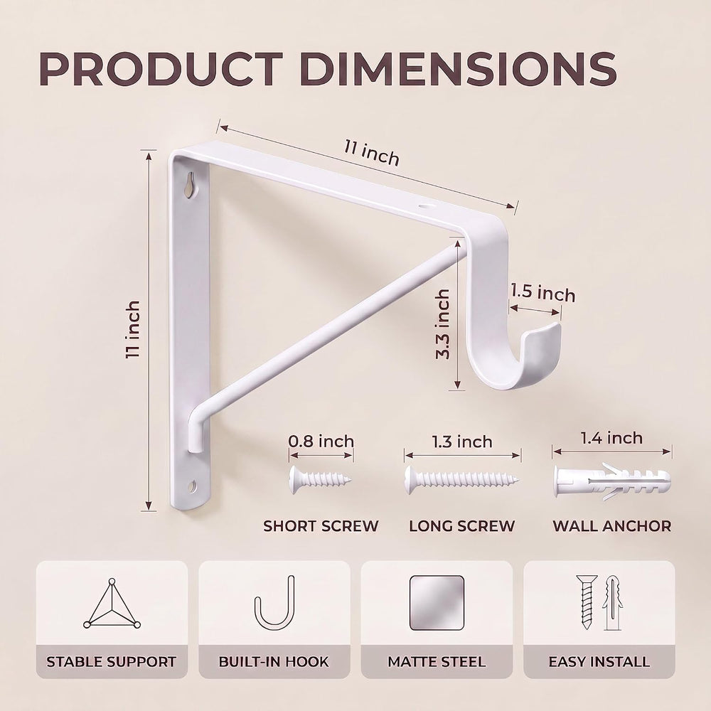 10 PCS Heavy Duty Closet Rod Bracket,11''x11'' Closet Shelf B...