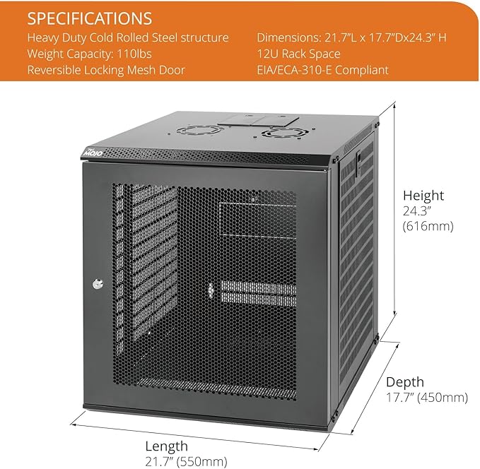 Tecmojo 12U Wall Mount Rack Network Cabinet
