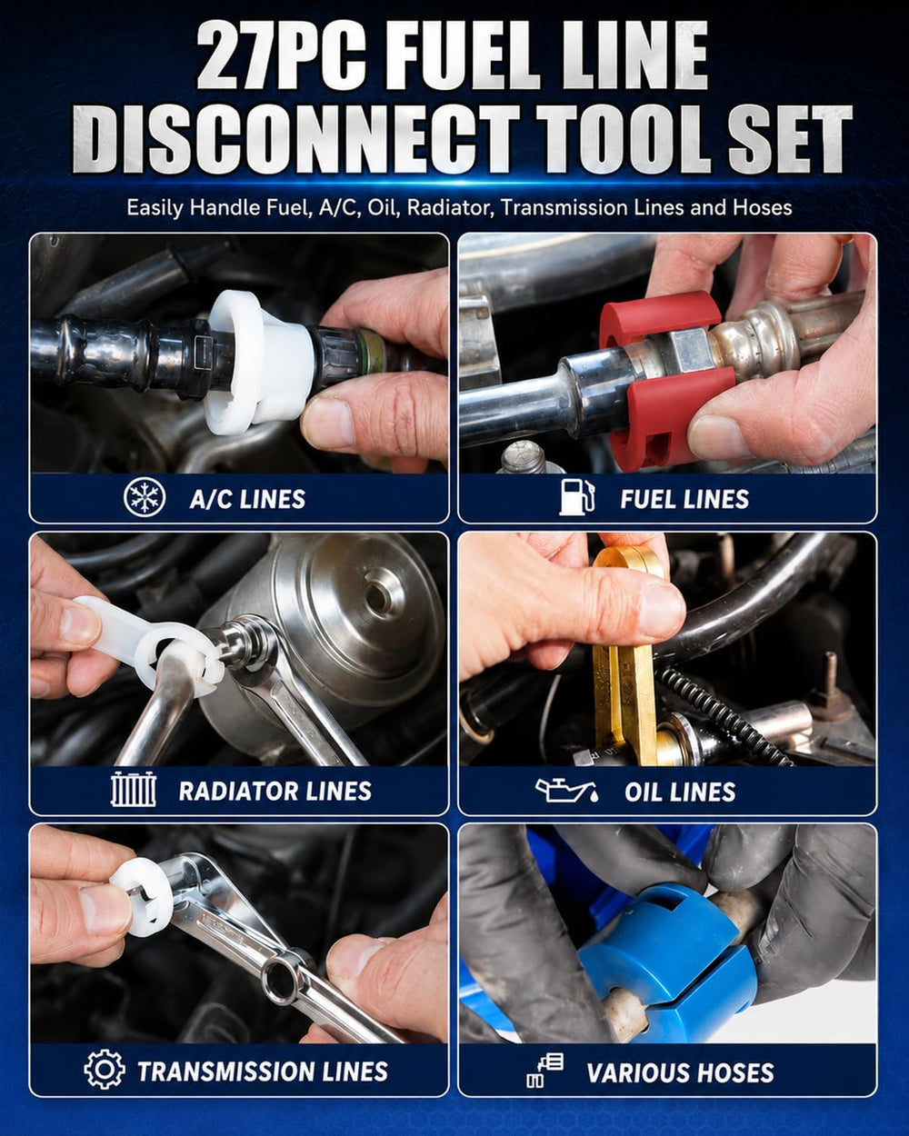 SGT 27pcs Fuel Line Disconnect Tool Set, Master Quick Disconnect Kit