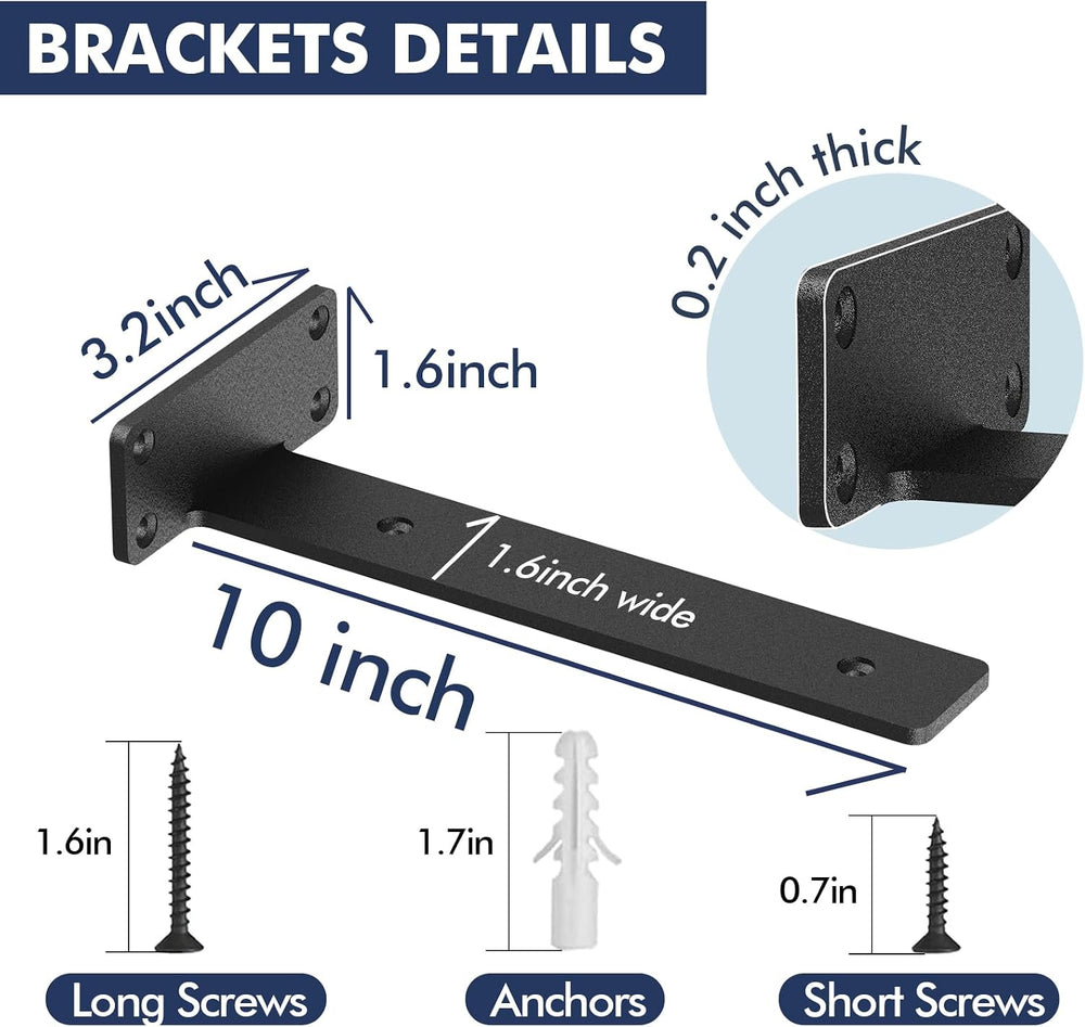 Starunder 10 Inch Floating Shelf Brackets,8 Pack L‑Shape Shelf Supports