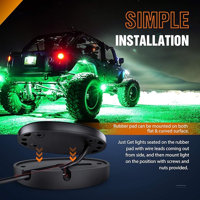 Nilight LED Rock Light 6PCS Green Pods