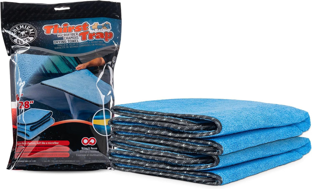 Chemical Guys Thirst Trap Microfiber Chamois Towel, Safe (2 Pk)