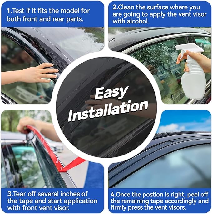 Window Visors Rain Guards for 2015-2024 Nissan Murano, Out-Channel Window Vent