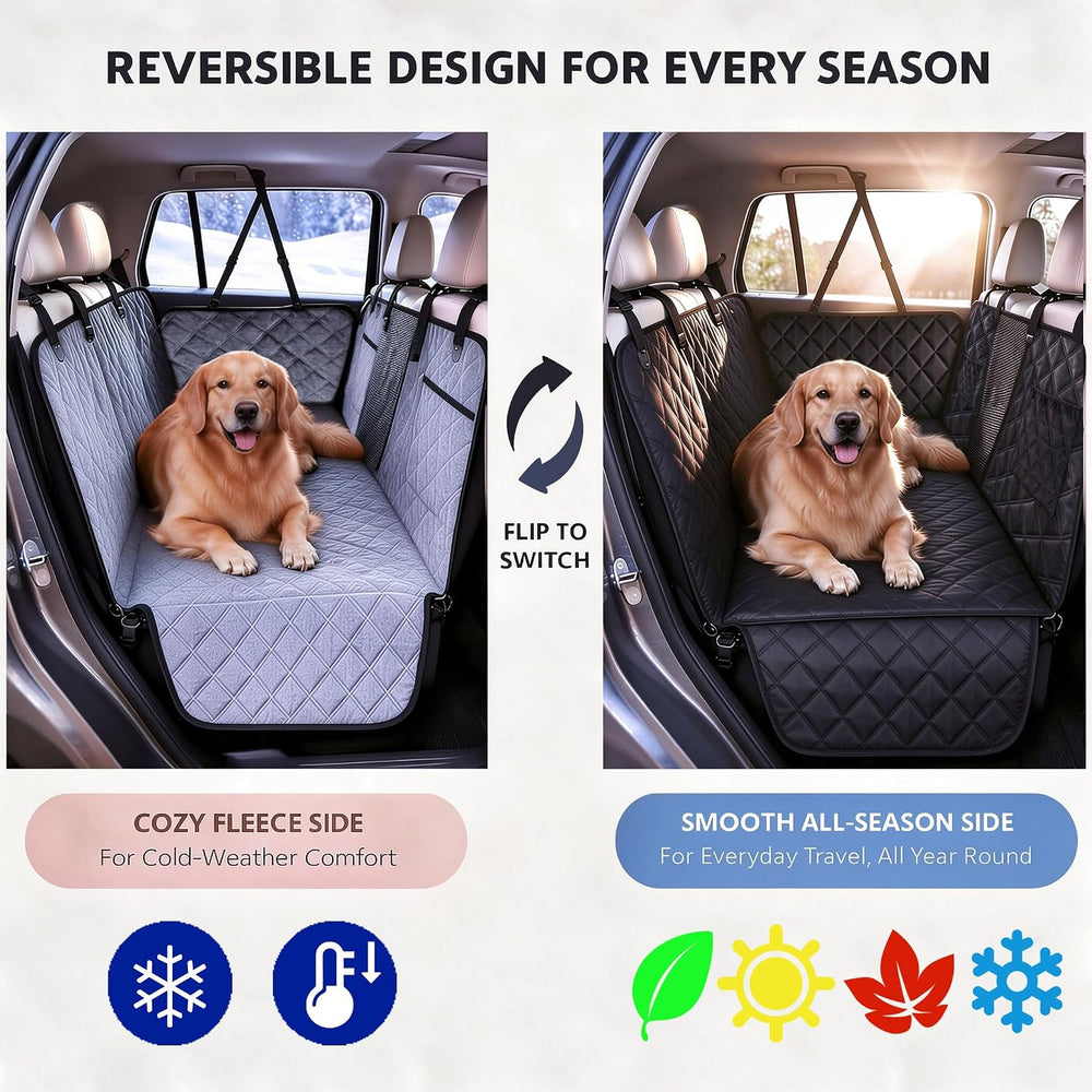 Reversible Dog Car Seat Cover Back Seat,Winter Warmth&All-Season Protection