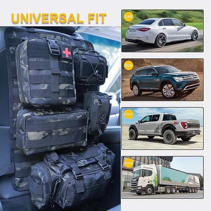 Universal Tactical Seat Back Organizer Vehicle Molle Panel Organizer Storage