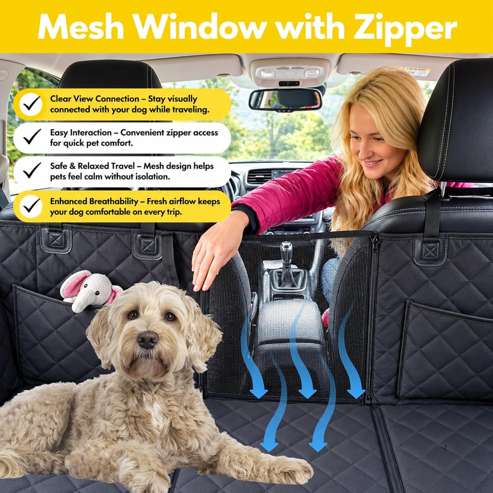 Dog Car Seat Cover for Back Seat with Hard Bottom - Backseat Extender