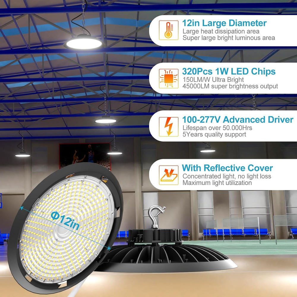 Lightdot 6Pack LED High Bay Light 300W(340x1W) 45000lm (Eqv.1200W MH/HPS) AC1...
