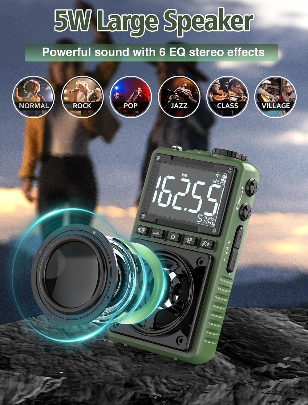 Bluetooth AM FM Shortwave Radio with NOAA Weather Alert,1250mAh Rechargeable ...