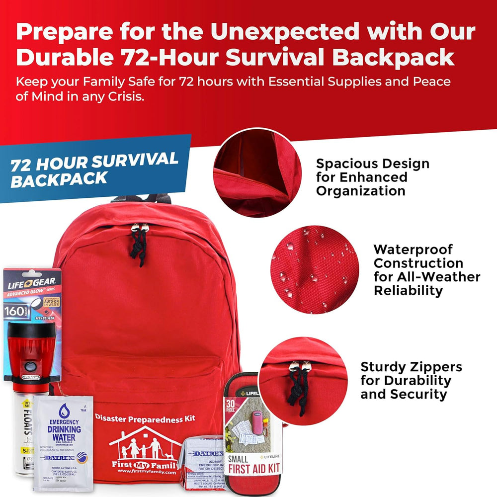 First My Family All-in-One Premium 1-Person, 72-Hour Bug Out Bag for Earthqua...