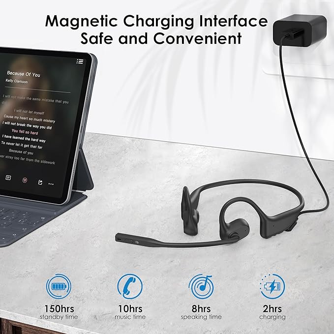 Open Ear Headphones with Mic, Wireless Headset