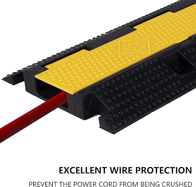 1 Pack Rubber Cable Ramp Hose Cable Protector Ramp 1 Channel 22000Lbs Load