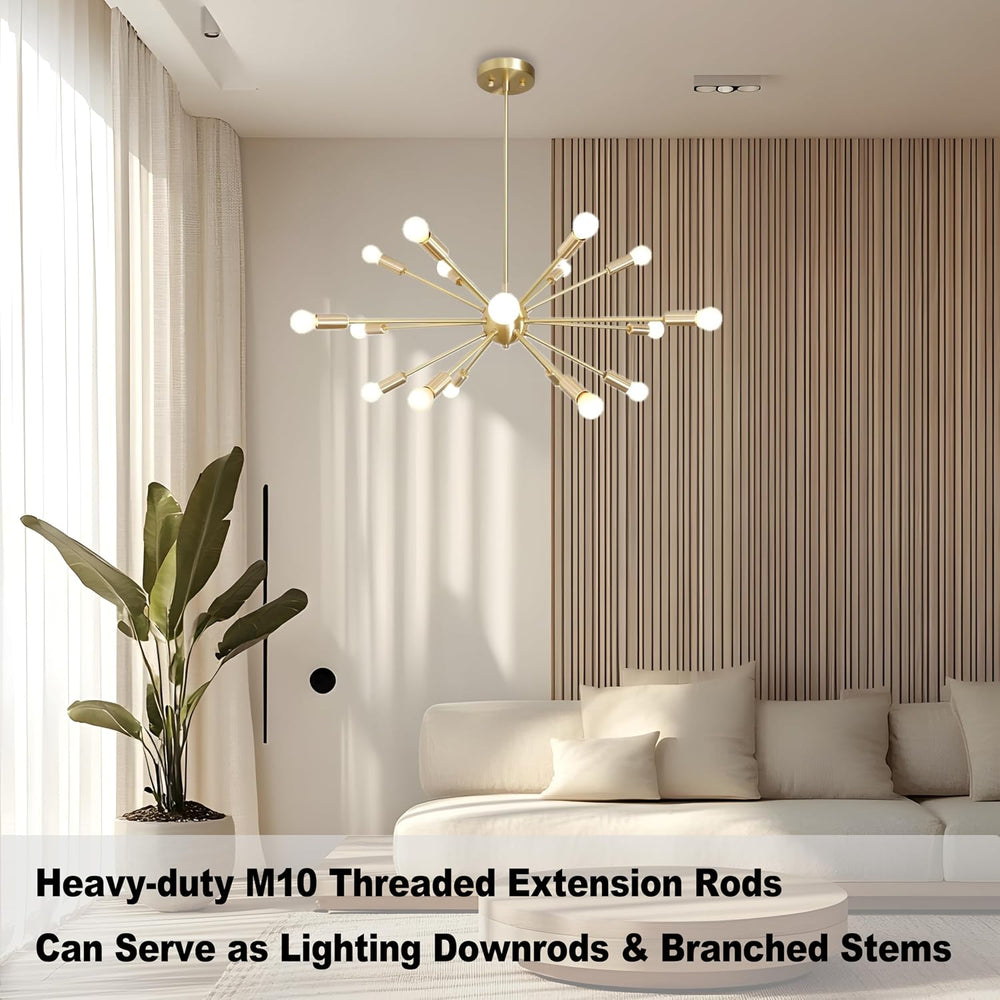 10 Pieces 12-inch Extension Poles M10 Threaded Lighting Fixture Downrods Stem...