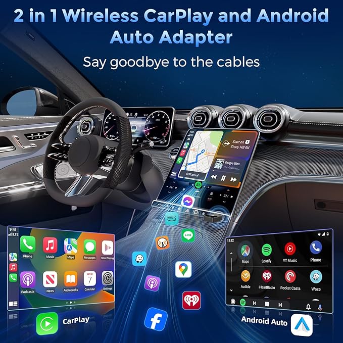 2-in-1 Wireless CarPlay & Android Auto Adapter