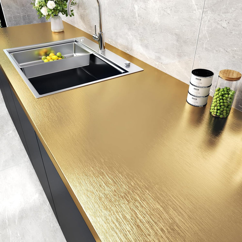 Gold Stainless Steel Contact Paper for Appliances Textured Gold Refrigerator ...