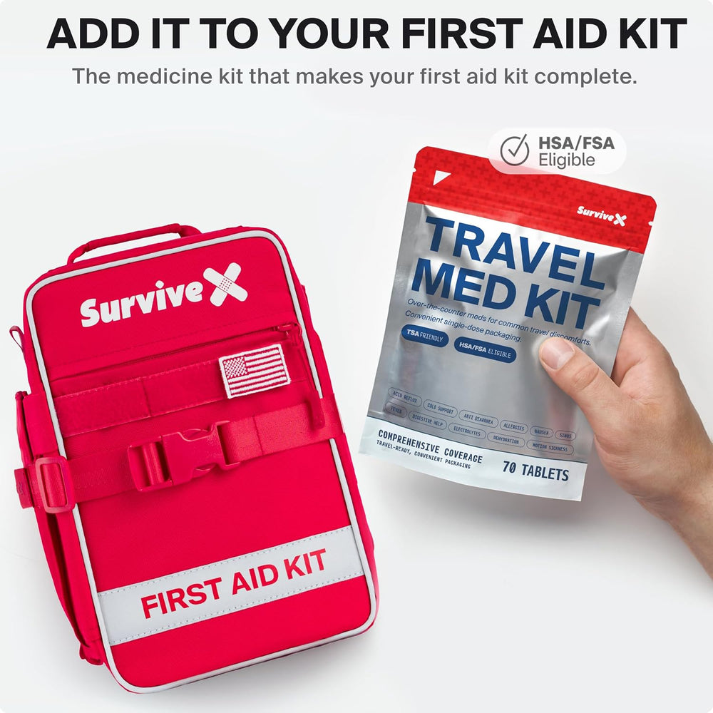 SurviveX Travel Medicine Kit - OTC Medications - Individual Packets