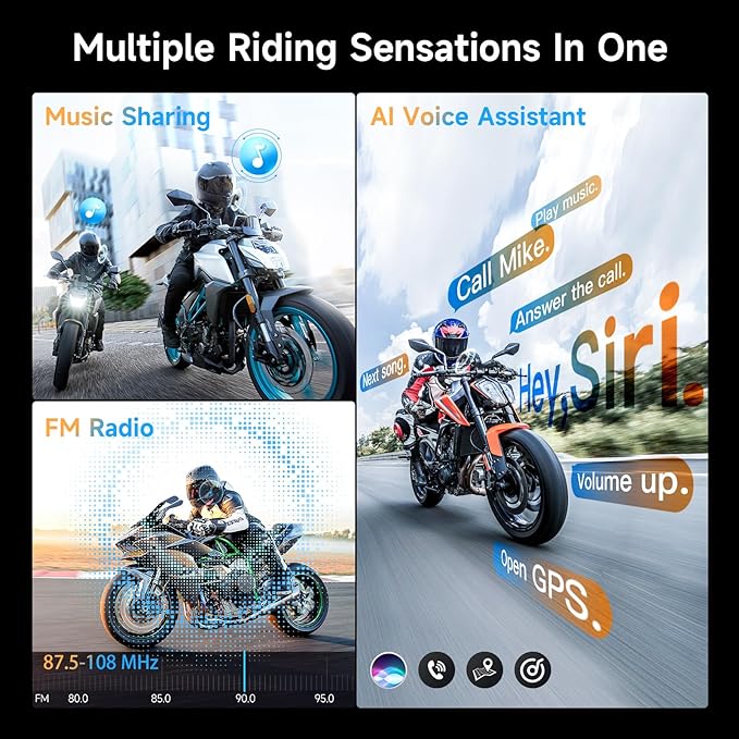 Motorcycle Intercom Headset, Moman H2E Eagle-Like Communication System (2 Pack)