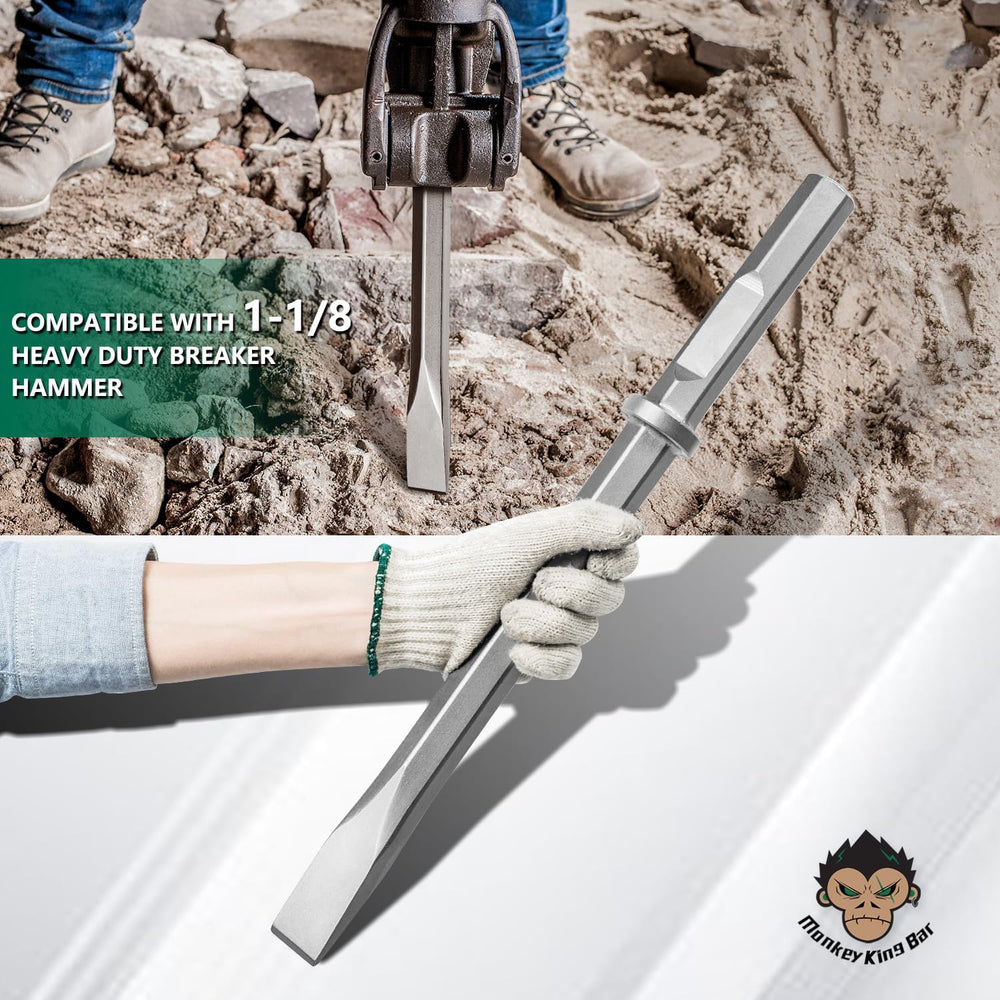 MonkeyKingBar 22" Hex Chisel Bit, Fits Round Hex & Spline Hammers