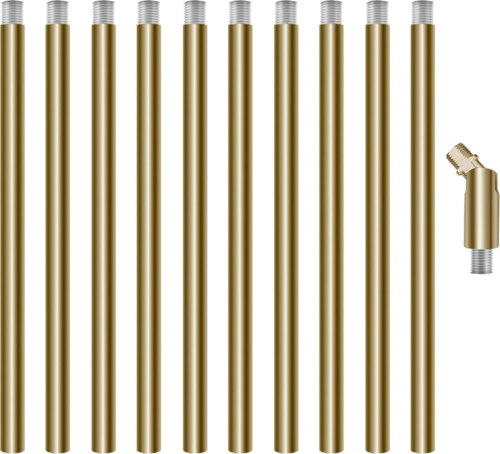 10 Pieces 12-inch Extension Poles M10 Threaded Lighting Fixture Downrods Stem...