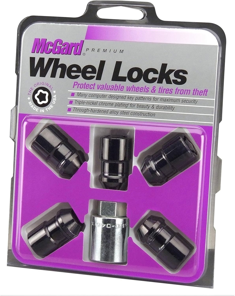 McGard 24526 Cone Seat Wheel Locks Black (M12 x 1.5 Thread Size) - Set of 5