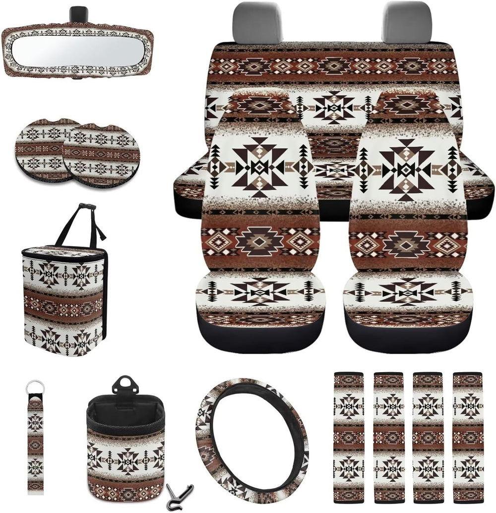 Wanyint Aztec Southwest Brown 15 PCS Car Seat Covers Set for Men Women, with ...