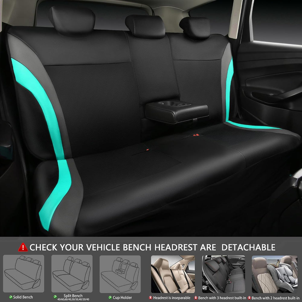 CAR PASS Leather Car Seat Covers Full Set,Waterproof Automotive Seat Covers f...