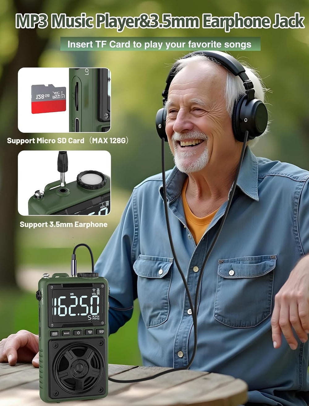 Bluetooth AM FM Shortwave Radio with NOAA Weather Alert,1250mAh Rechargeable ...
