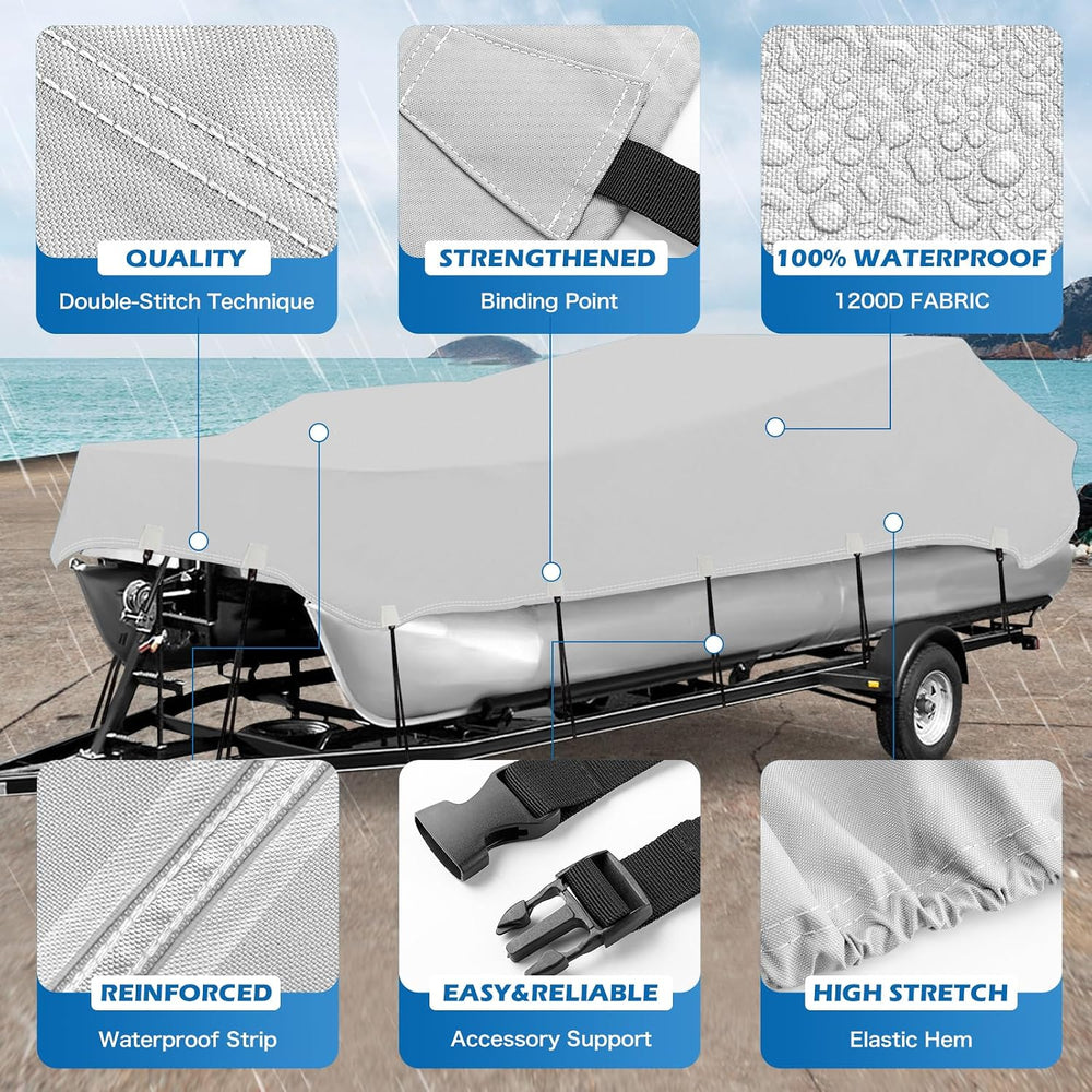 Solim 25-28FT Pontoon Boat Cover, 1200D Heavy Duty Waterproof, UV Resistant