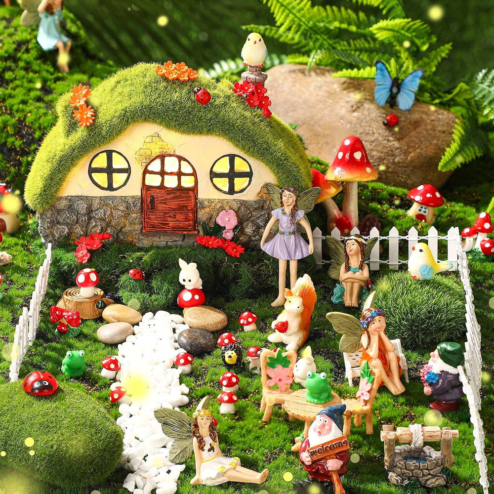 Suzile 50 Pcs Fairy Garden Accessories Kit with Miniature Figurines Outdoor