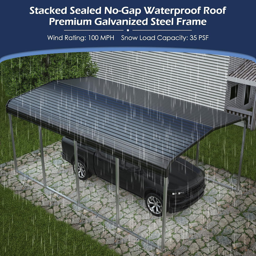Metal Carport, Heavy Duty Carport Canopy with Galvanized Steel Frame and Roof...