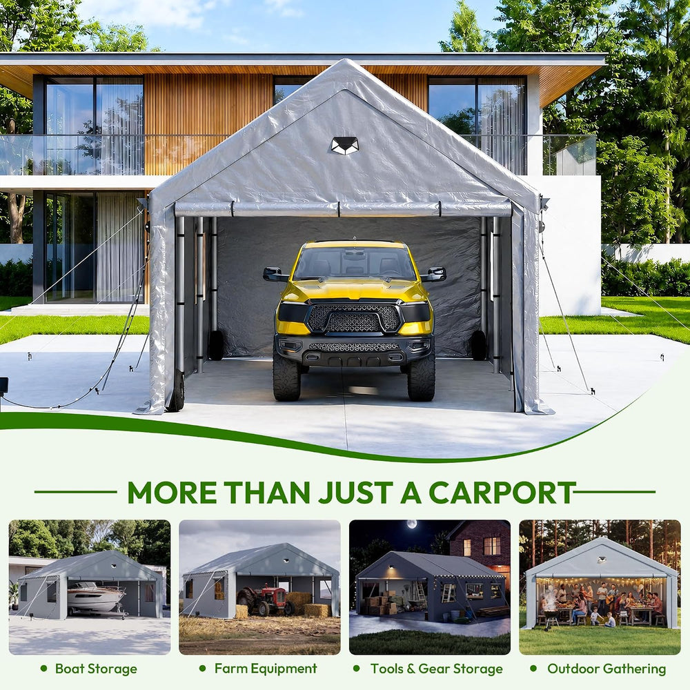 10x20FT Carport Heavy Duty Portable Garage Storage Tent with Large Rolll UP W...