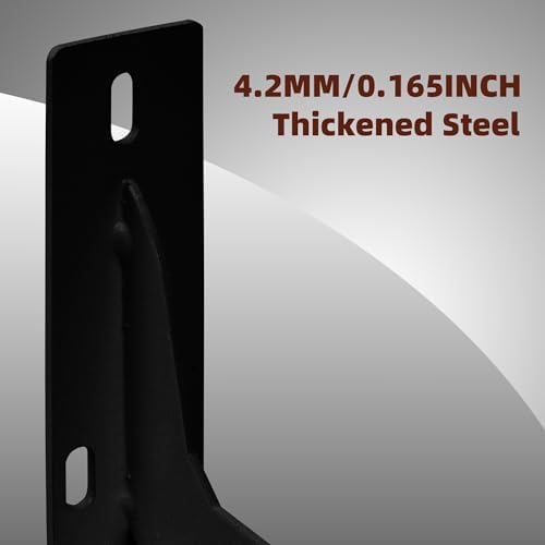17Inch Shelf Brackets Heavy Duty, L Brackets for Shelves Black